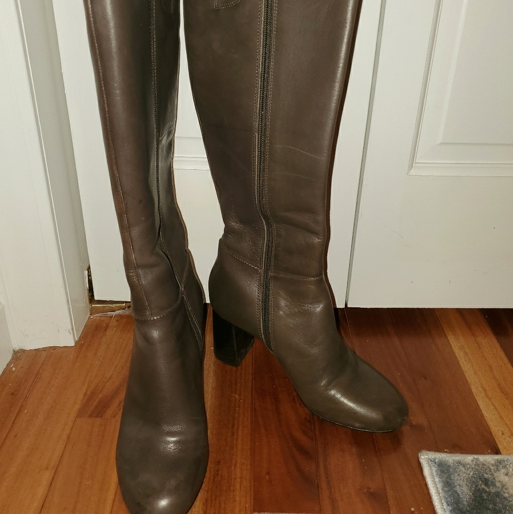 Grey Leather Boots